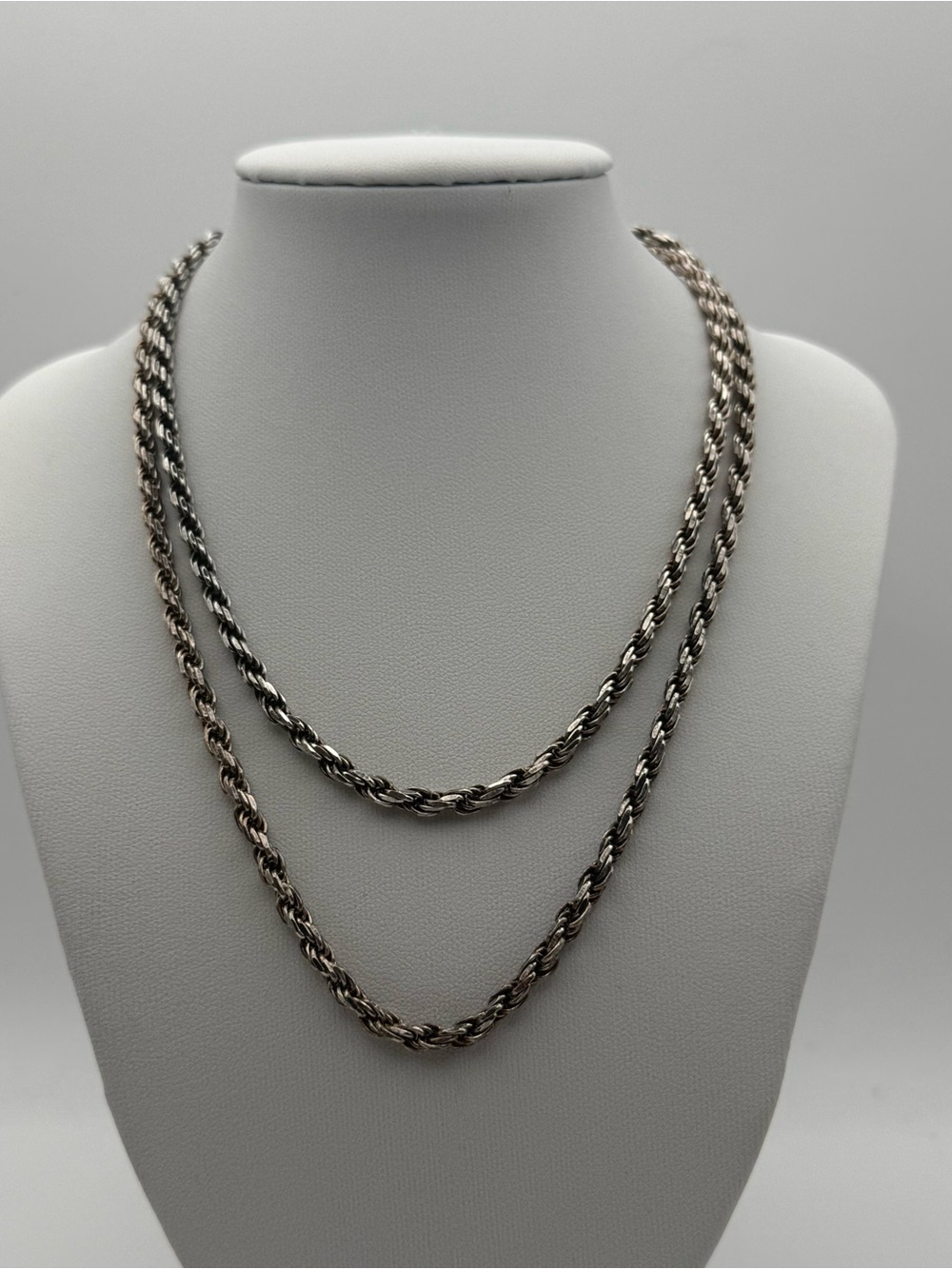 Long unisex Rope Chain Necklace in sterling silver